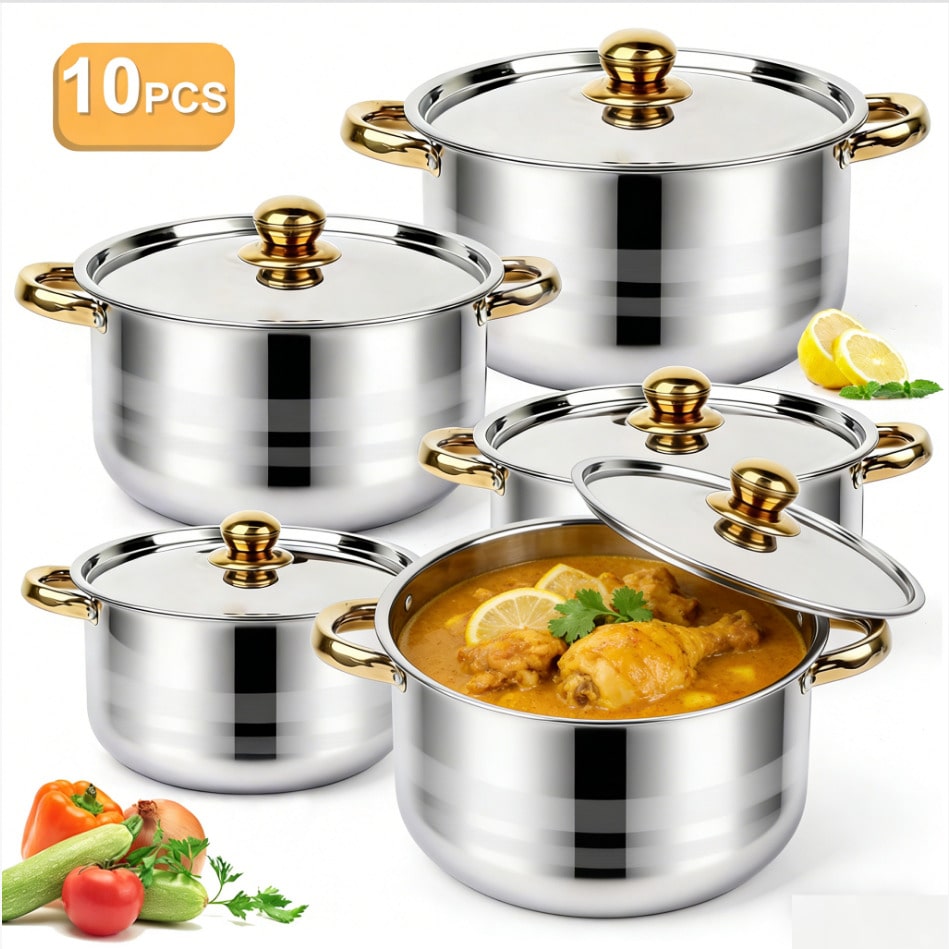 Home Cooking Cookbook - Set di pentole in acciaio inossidabile,